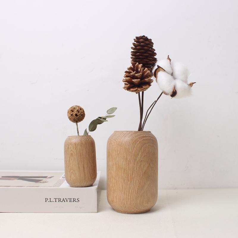 Wood Decorative Plant Pots Tall Small Vase Wooden Vase Leakproof  Flowerpot Indoor Decorations Plants Holder Or Home Flowers
