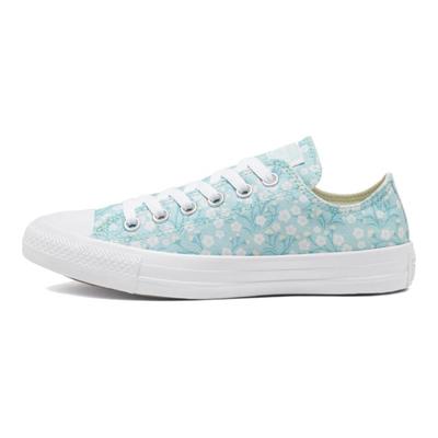 Chuck Taylor All Star Floral Fabric Vintage Non-Slip Abrasion Resistant Low-Top Canvas Shoes Women's Pale Blue