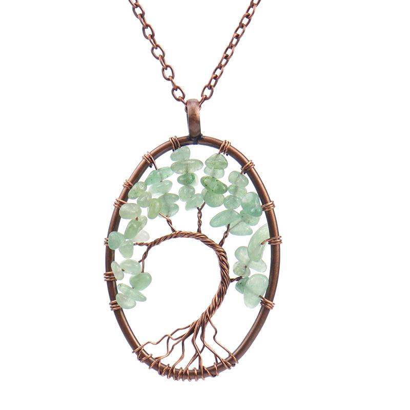 Vintage Hand-Wound Natural Gravel Crystal Curved Curved Tree Of Life Necklace Women'S Necklace N21 Pendant