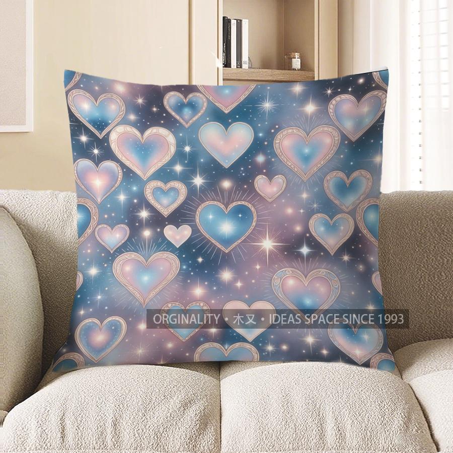 2D Colorful Heart Pattern Pillow Covers For Decor Pattern Cushion Cover Suitable For Sofa Bedroom Car Pillow Cover