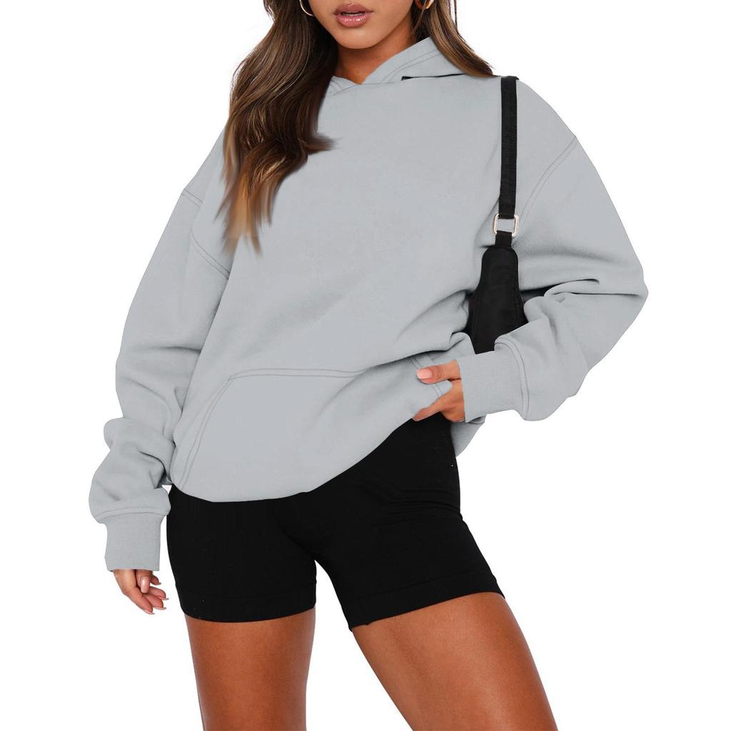 Women's Oversized Long Sleeve Crewneck Sweatshirt Casual Loose-Fitting Drawstring
