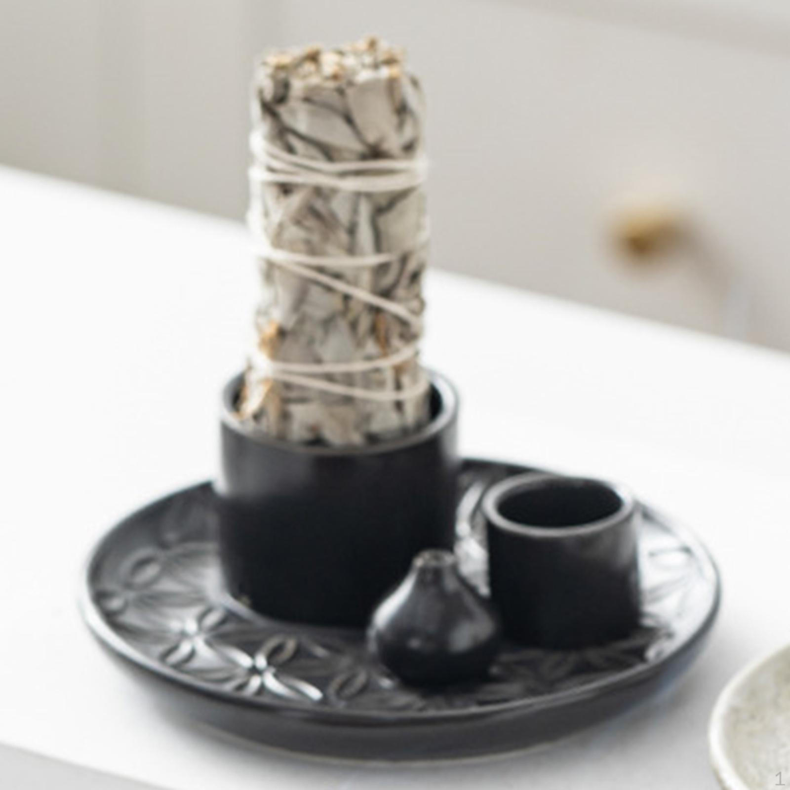 

Candle Holder Burner Censer Furnishings Sage for Farmhouse Fireplace Yoga Black