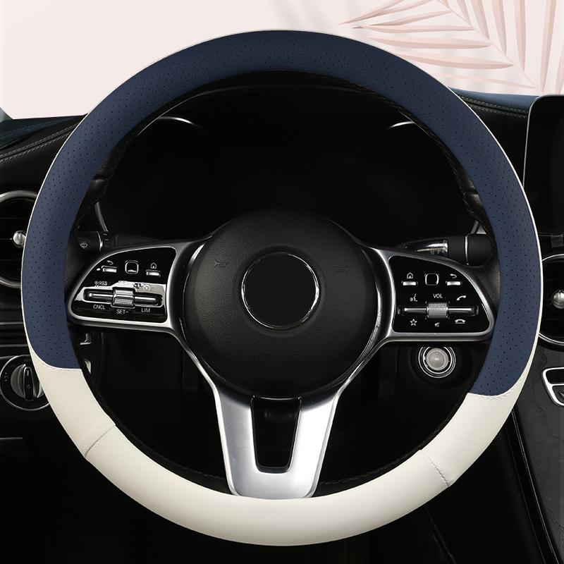 Funda de Volante de Cuero Antideslizante para Coche Cubierta Protectora Universal para Volante de Coche Estilo de Moda Forma O D 38 cm