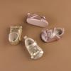 Flat Crown-Patterned Princess Shoes for Newborn Girls Aged 0-1, Featuring a PU Butterfly Knot And Glittery Design, Perfect for Spring And Summer