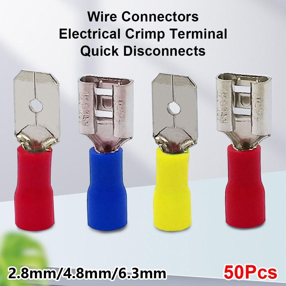 50Pcs 2.8/4.8/6.3mm Wire Connectors FDD/MDD1.25/2/5.5 Female/Male Electrical Crimp Terminal Spade Insulated Quick Disconnects