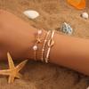 Exquisite Handmade Starfish Shell Bracelet Set Korean CCB Rice Bead Bracelet Women's Daily Party Summer Beach Zircon