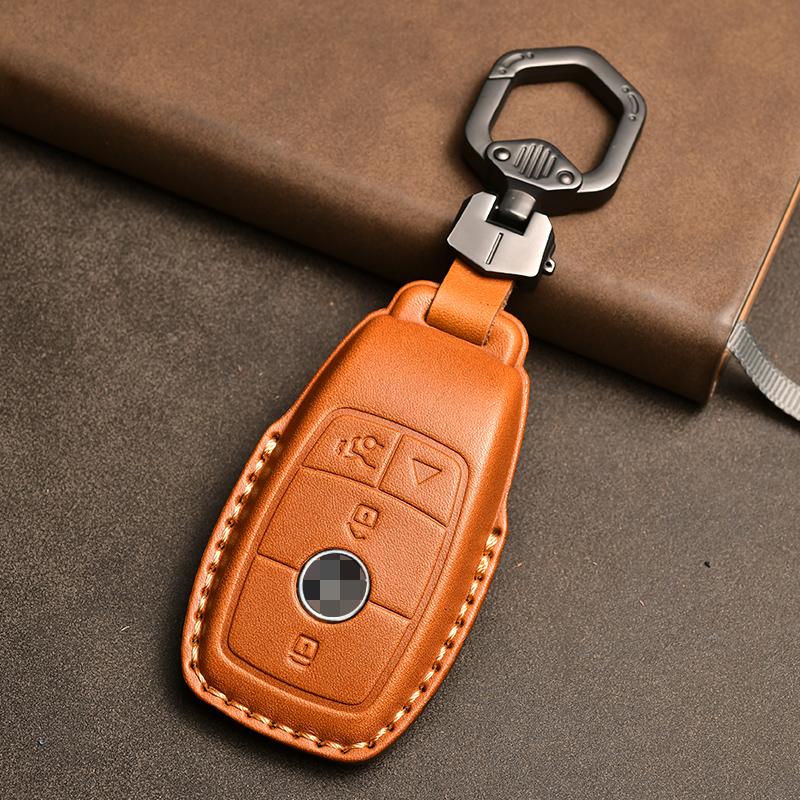Genuine Leather Car Key Case Cover for Mercedes-Benz W203 W210 W211 Amg W204 C E S Cls Clk Cla Slk Classe Smart Car Keychain