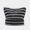 Jacquard Custom Label Patch Embroidery logo Winter Warm Cat Ear Stripe Knit Beanie Hat With Ear