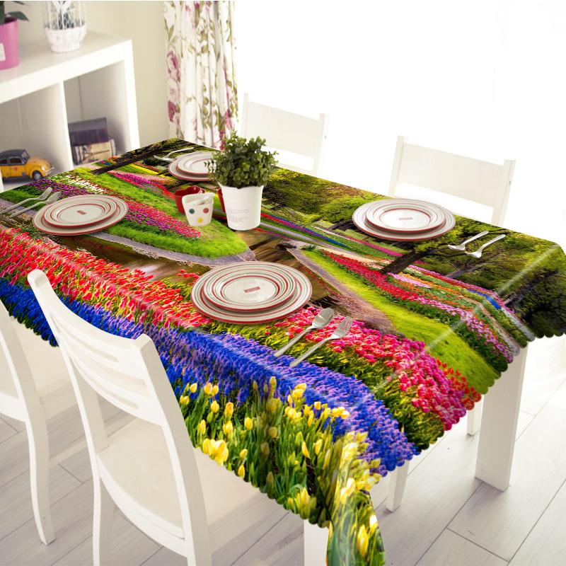Floral Hurdles Tablecloth Wedding Ceremony Landscape Pattern Waterproof Thicken Rectangular And Round Table Cloth For Wedding