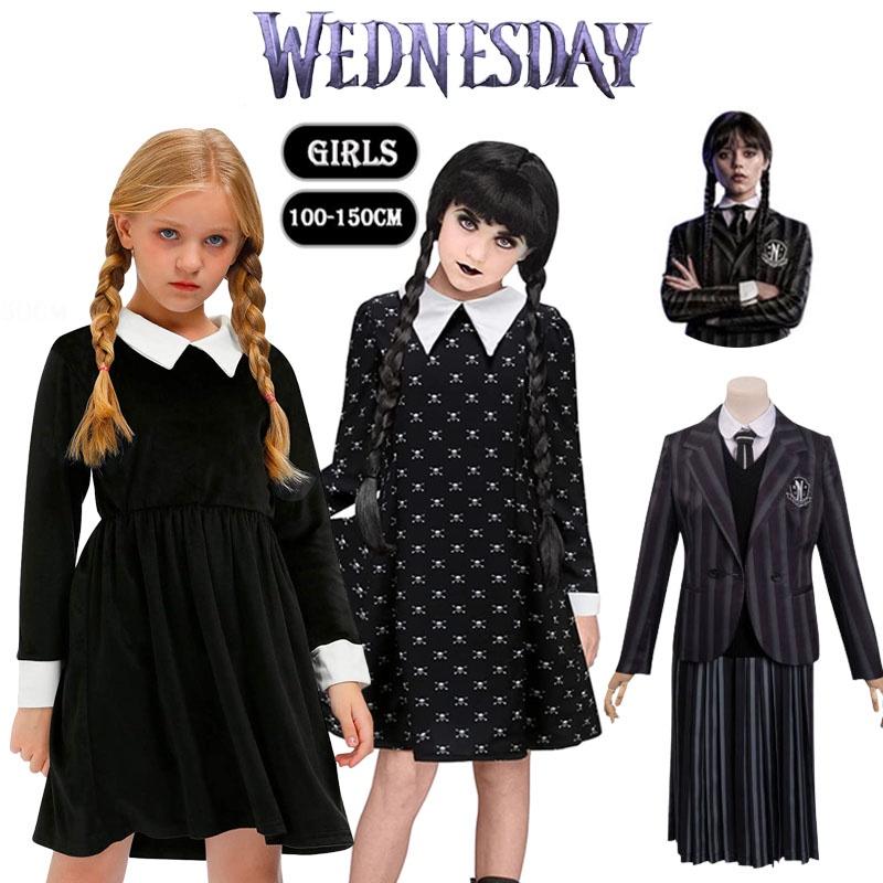 School Addams Uniform Girls Kids Dress Cosplay Halloween Xmas Partys