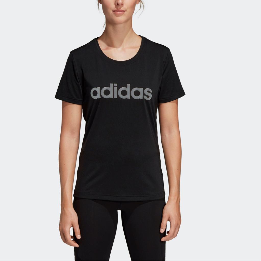 Adidas Womens D2M Lo Tee Mesh Panel Training Short Sleeve T-Shirt Women Tops Black DS8724