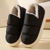 Winter Women's and Men's Indoor Waterproof Velvet-Lined Cotton Slippers with Thick Soles and Heels