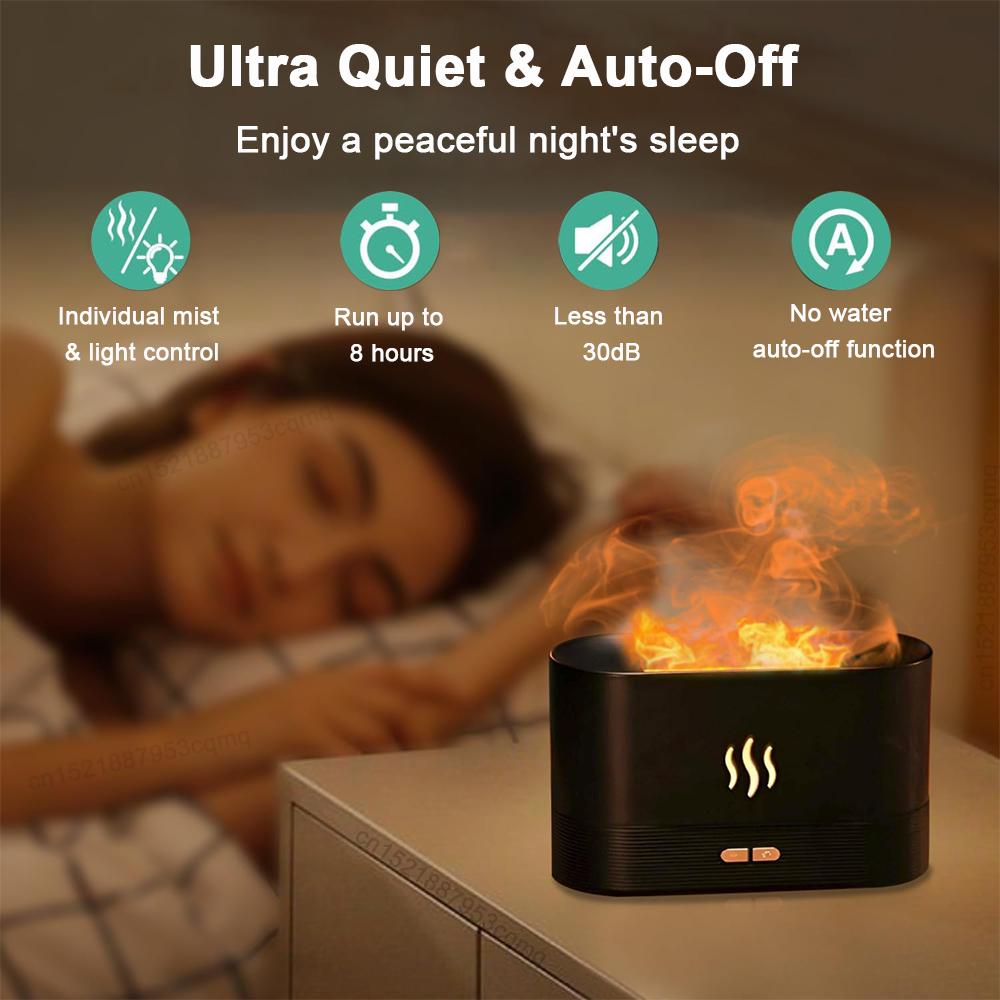 Zvlhčovač vzduchu s ultrazvukovým difuzérem esenciálních olejů, barevný plamen, difuzér vůně, zvlhčovač vzduchu, difuzér chladivé mlhy pro domácnost
