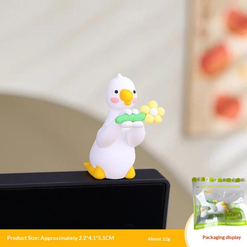 1/4 Stück Harz-Gans-Figur Computer-Monitor-Dekoration, Niedliche Mini-Gans-Statuen Für Auto-Armaturenbrett, Lustige TV/Po-Rahmen-Dekorationen