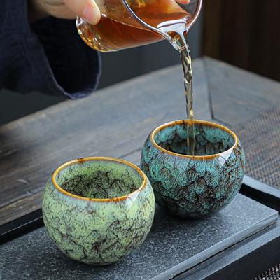 Taza de té de cerámica de 150 ml, taza de café expreso árabe, juego de tazas de agua de té transparente Kung Fu, servicio de té japonés