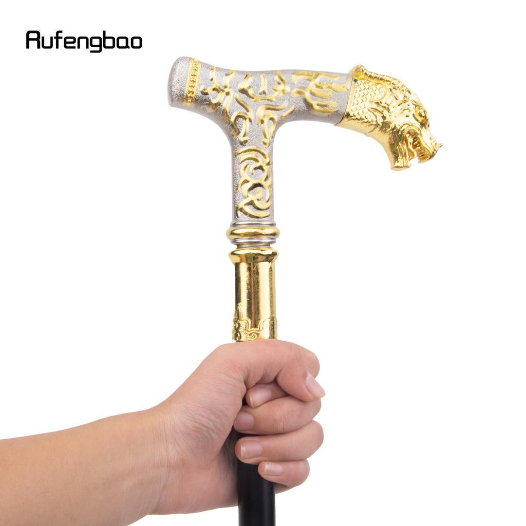Golden White Dragon Handle Pattern Walking Stick Party Fashion Elegant Walking Stick Decorative Cospaly Cane Knob Crosier 89cm
