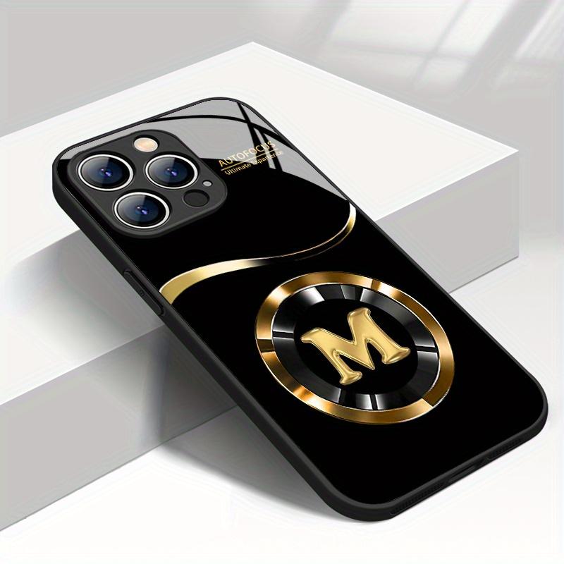 Wear Resistant Golden M-letter Phone Case For Samsung Galaxy S25 S24 S23 S22 S21 S20 S10 S10E Edge Ultra Plus FE 4G 5G Glass
