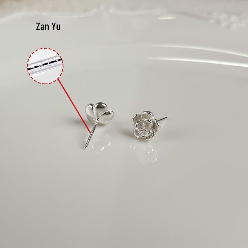 

High-End Camellia Earrings: 999 Pure Silver, Nourishing 925 Silver, Elegant Chinese Style for Women
