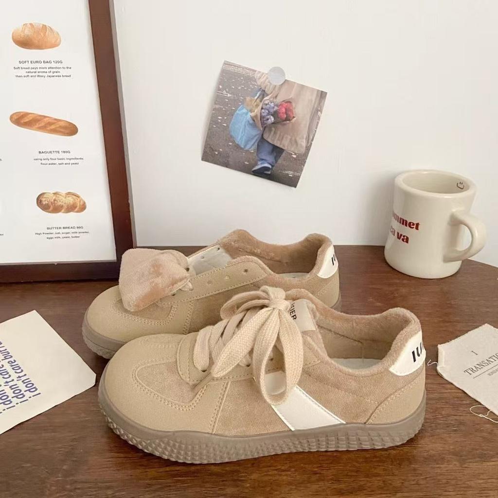 Ugly cute German training velvet warm two cotton shoes autumn and winter dopamine retro casual board shoes slippers