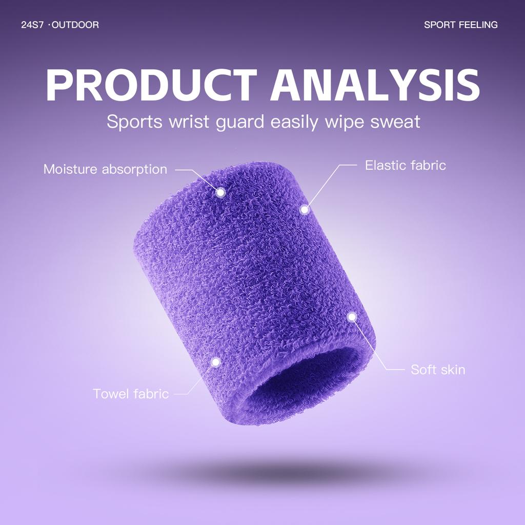 1 Pc Towel Sports Wrist Bands Tennis Sweat Bands Wrist Guard Basketball Fitness Sweatbands Wrist Wrap Wrist Protection Badminton