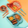 4Pcs/Set Dinner Plate Dinosaur-Shaped Divided Plate Including Bowl Spoon Fork Ergonomic Baby Feeding Utensils Easy to Clean Safe for Kids