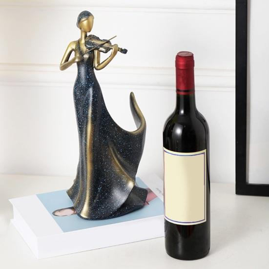 Violin Player Wine Bottle Holder Female Violinist Musician Beer Bottle Display Stand Organizer Rack