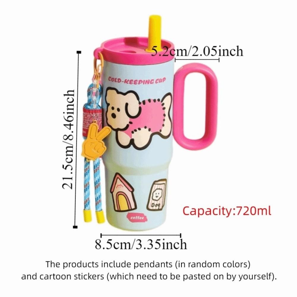 720ml Thermal Water Bottle Leak Proof Drinking Straw Cup Milk Tea Cup Outdoor Insulated Mug  Sports