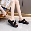 Thick-soled Cool Slippers Summer New Outer Wear Heightening Soft-soled One-word Slippers Muffin Beach Shoes