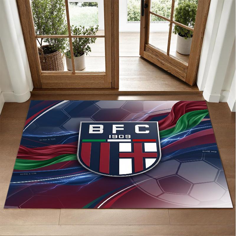 Bologna FC Design Crystal Velvet Rug Soft Decorative Mat for Bedroom Entrance