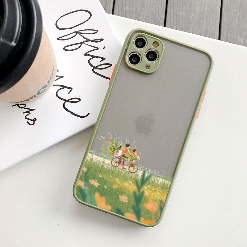 Scenery Girl Cute Illustration Phone Case For iPhone 16 15 13 12 11 Pro Max Mini SE2 7 8 14 Plus XS X XR Shockproof Back Cover