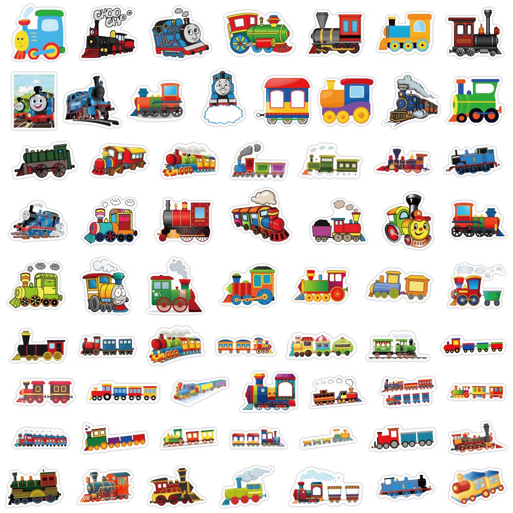 

60PCS Cartoon Train Waterproof Stickers for Journals, Water Bottles, and Computers