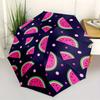 Compact Umbrella Featuring a Watermelon Slice Design Against a Deep Navy Backdrop, Perfect As a Creative Gift for Christmas An