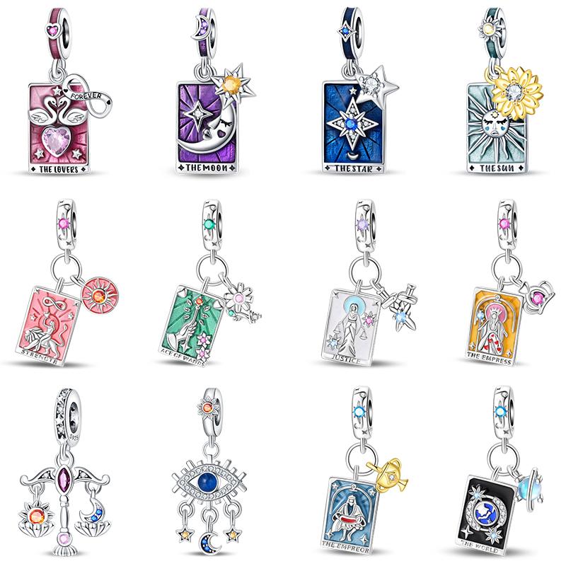 Copper Star Moon Sun Couple Magic Tarot Cards Pendants Fit Qikaola Original Bracelets Diy Birthday Jewelry Gift