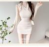 Korean Dongdaemun Halter Tie-Up Bodycon Mini Dress