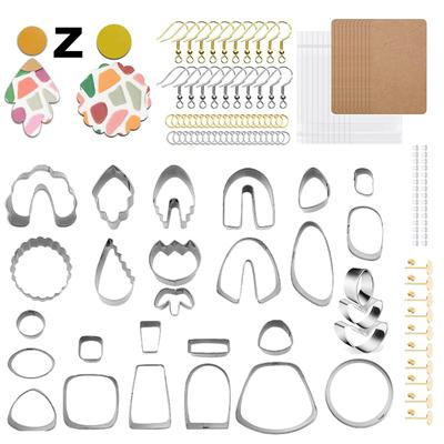 Set de 138 piezas de cortadores de arcilla DIY para pendientes, accesorios de acero inoxidable para pendientes para joyería de arcilla polimérica