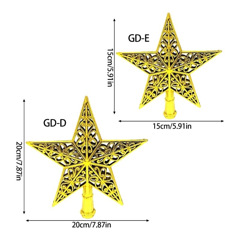 Christmas Tree Top Decoration Hollowed PVC Star Tree Ornament for Festival Tree Decoration Holiday Party Centerpieces