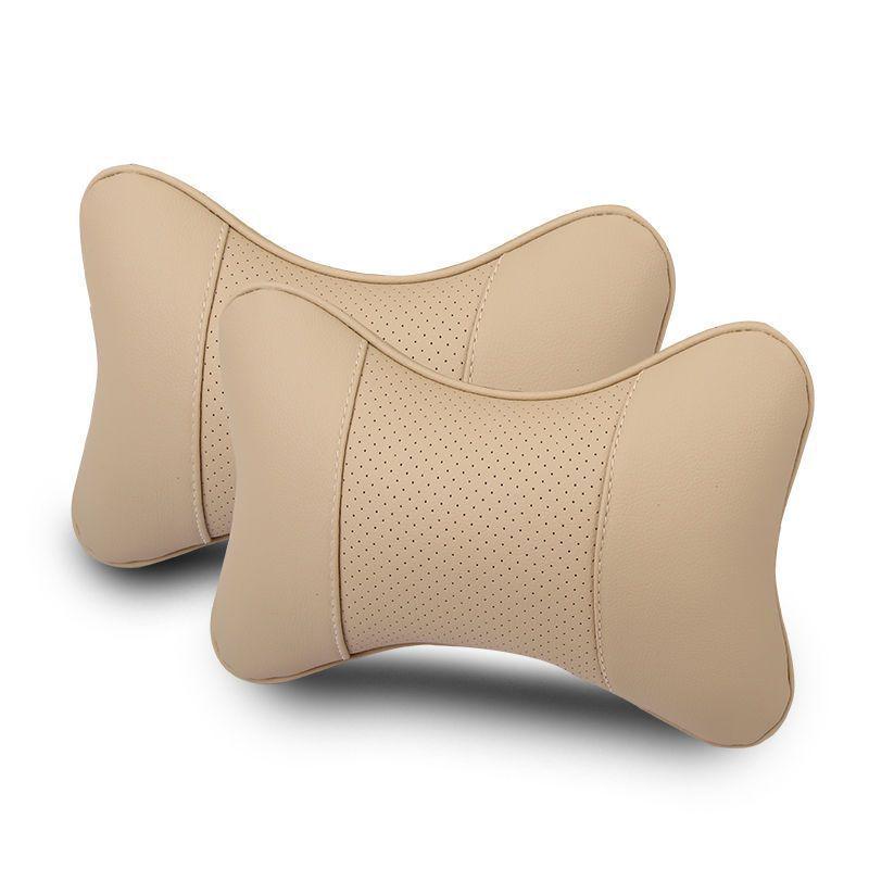 Premium Full Leather Car Headrest and Neck Support Pillow
