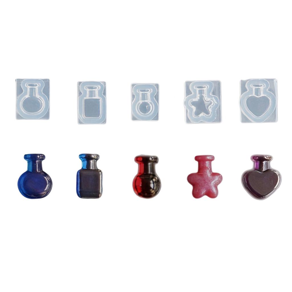 Set of 5 Multi Bottle Design Silicone Mold For Resin Crafts Fondant Jewelry Making Easy Release Reusable Food Grade