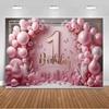 1. Geburtstag Party Dekorationen Rosa Gold Ballons Glitzer Hintergrund Banner Neugeborenen Kulisse Zubehör Fotografie Requisiten Kinder Geschenk