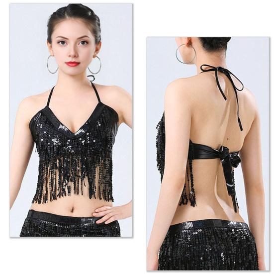 Women Sparkling Sequin Tops Belly Dance Fringe Costume Glitter Factor Party Sparkling Tops Festival Attire Carnival Outfit