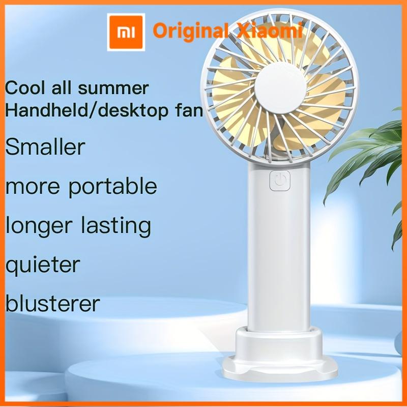 Xiaomi 2026 Rechargeable Strong Wind Handheld Fan Portable Quiet Desktop Air Cooler with Phone Holder Cooling Outdoor Travel