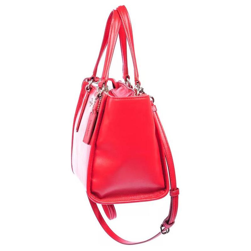 COACH 32 Brand logo zipper closure Leather Tote bag Tote bag shopping bag shoulder handbag large size women's red
