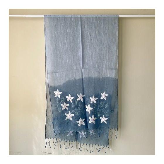 Used Kusukusu Zakka Ant Embroidery Pearl Beads Floral Stole Gradient Cotton 80% Silk 20% Embroidery Rayon 100% Country Simple Nordic 50cm x 180cm