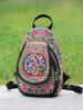 Canvas Vintage Embroidered Backpack With Floral Pattern For Casual Travel And Girls