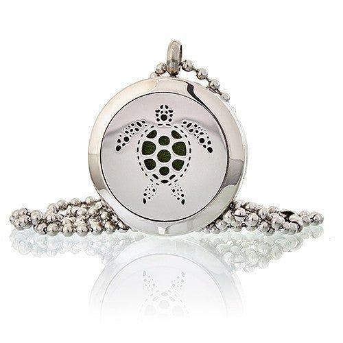 Essential Oil Diffuser Locket Necklace Turtle 25mm