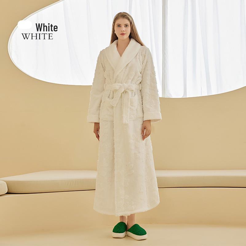 2022 Autumn/Winter Luxury Double-layer Flannel Nightgown - Men's Long Large Size & Women's Jacquard Bathrobe Set