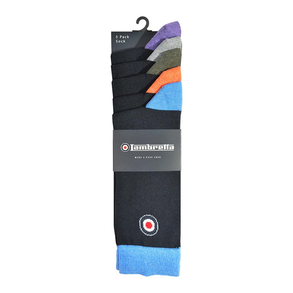 LAMBRETTA Mens Contrast Socks (Pack of 5)