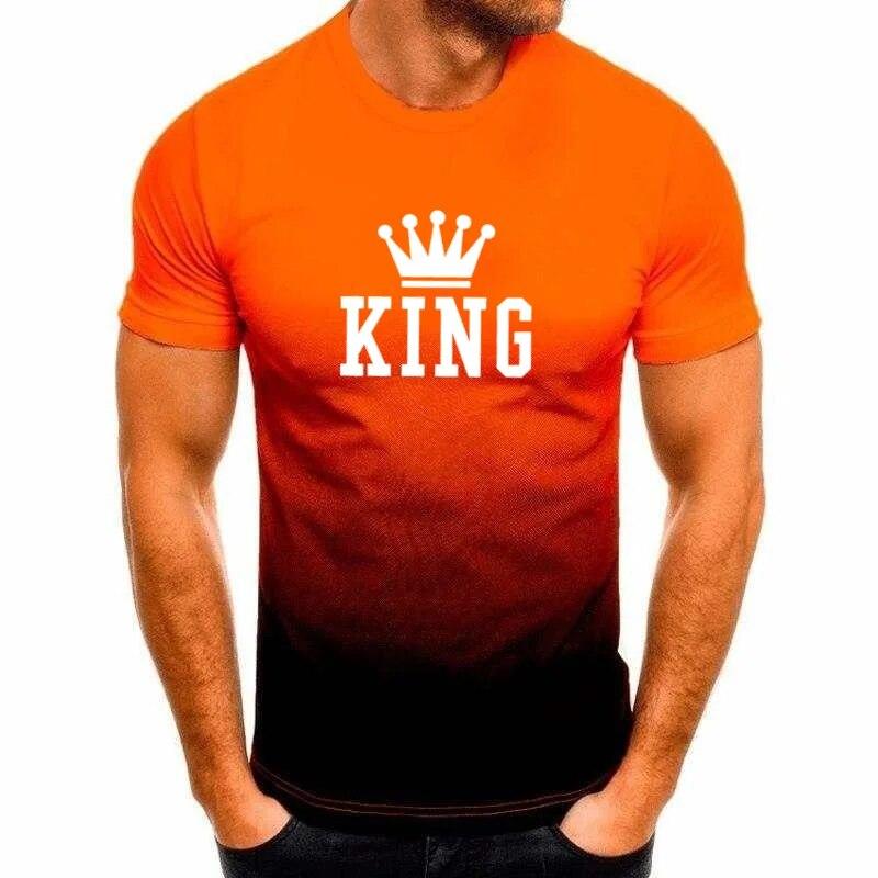 T-shirty w stylu vintage dla mężczyzn list KING Top z nadrukiem graficzny T Shirt ponadgabarytowy O-Neck z krótkim rękawem moda Streetwear odzież męska