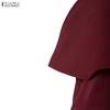 ZANZEA Women Elegant Casual Round Neck Summer Short Sleeve Dresses