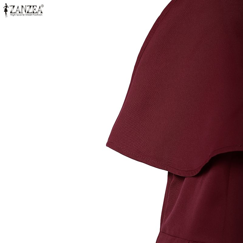 ZANZEA Women Elegant Casual Round Neck Summer Short Sleeve Dresses